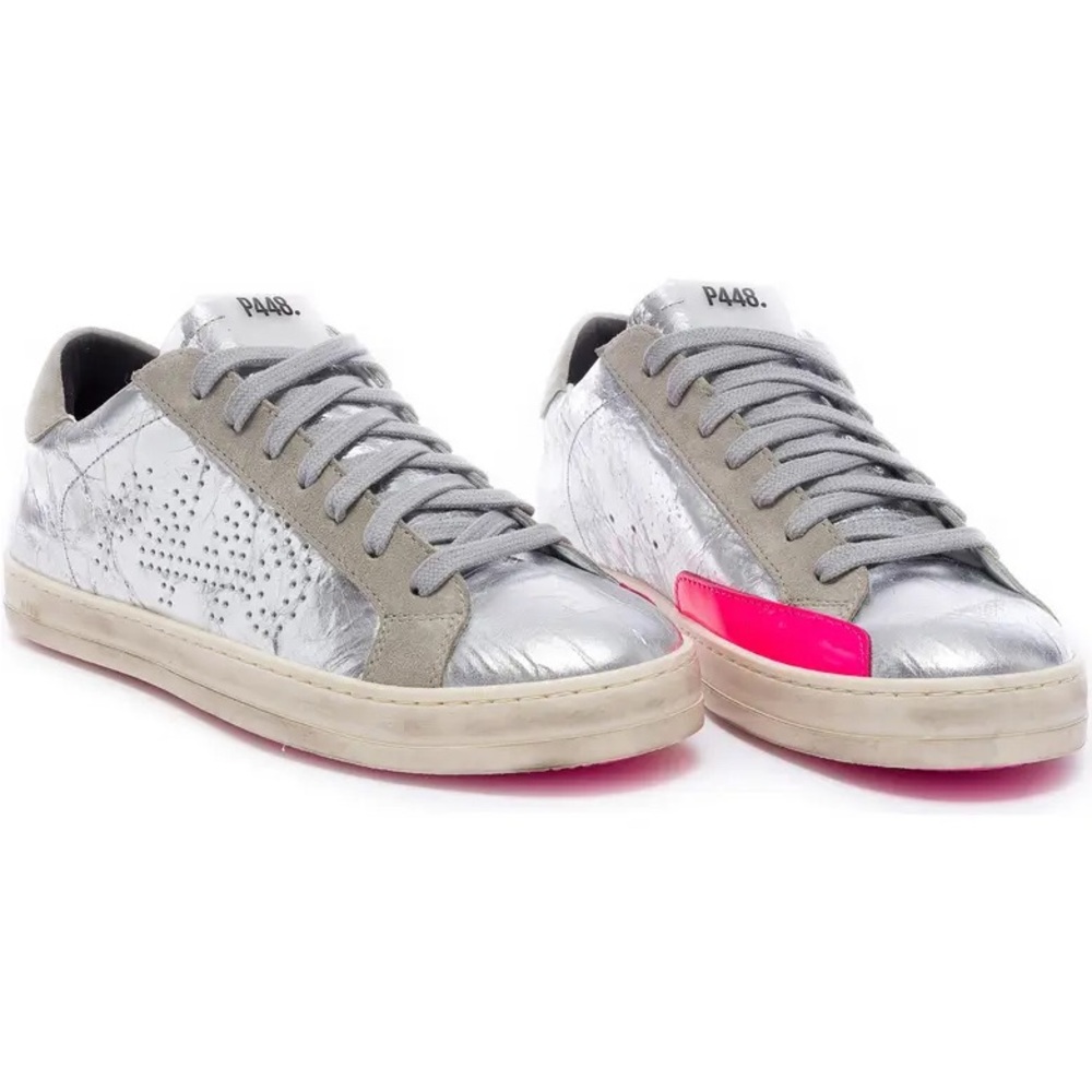 P448 John Women's Silver and Pink Sneakers